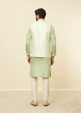 alt message - Manyavar Men Lime Green Self Patterned Jacket Set image number 4